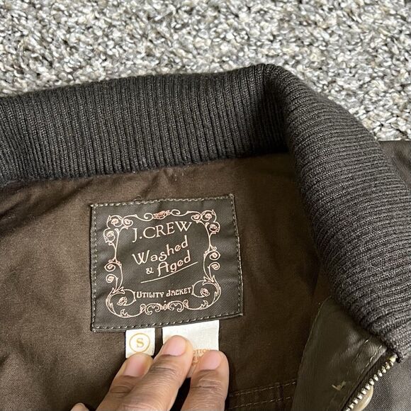 J Crew Coat Washed And Aged Utility Jacket Womans S Brown Waxed Coated - Picture 2 of 5